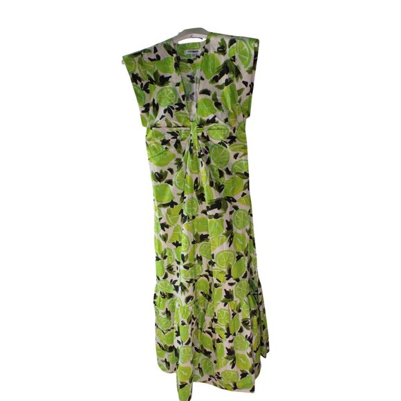 🆕 STEVE MADDEN Amanda Lime Print Maxi Cotton Dress X-Small - Picture 4 of 8